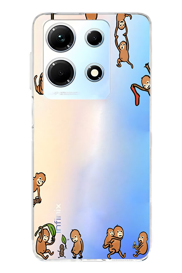 حافظة هاتف شفافة متوافقة مع هاتف Infinix Note 30 Monkeys منقوش - 1