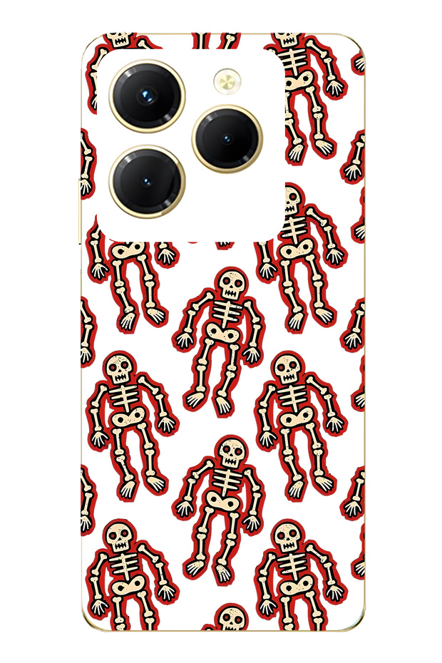 Infinix Hot 40I Compatible Skeleton D Patterned D Patterned Transparent Phone Case - 1