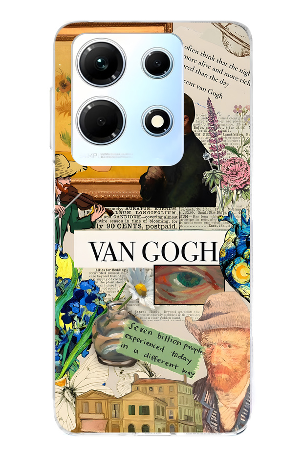 Infinix Note 30 Compatible Van Gogh Collage Patterned Transparent Phone Case - 1