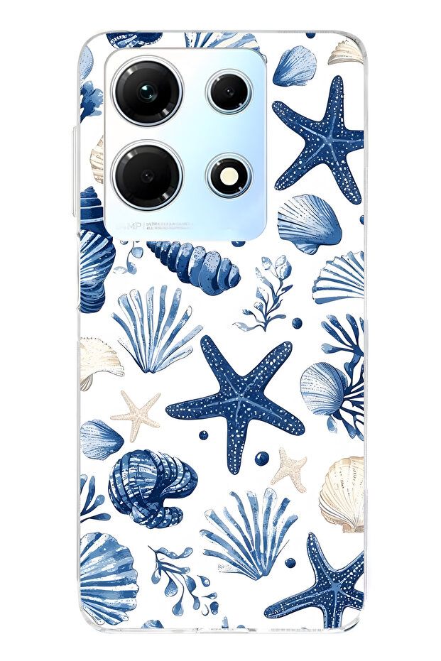 حافظة هاتف شفافة متوافقة مع هاتف Infinix Note 30 من نوع Sea Star and Shells منقوش - 1