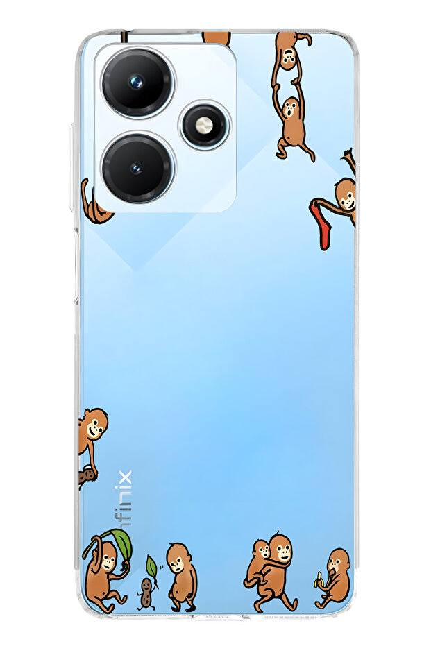 حافظة هاتف شفافة متوافقة مع هاتف Infinix Hot 30i Monkeys منقوش - 1
