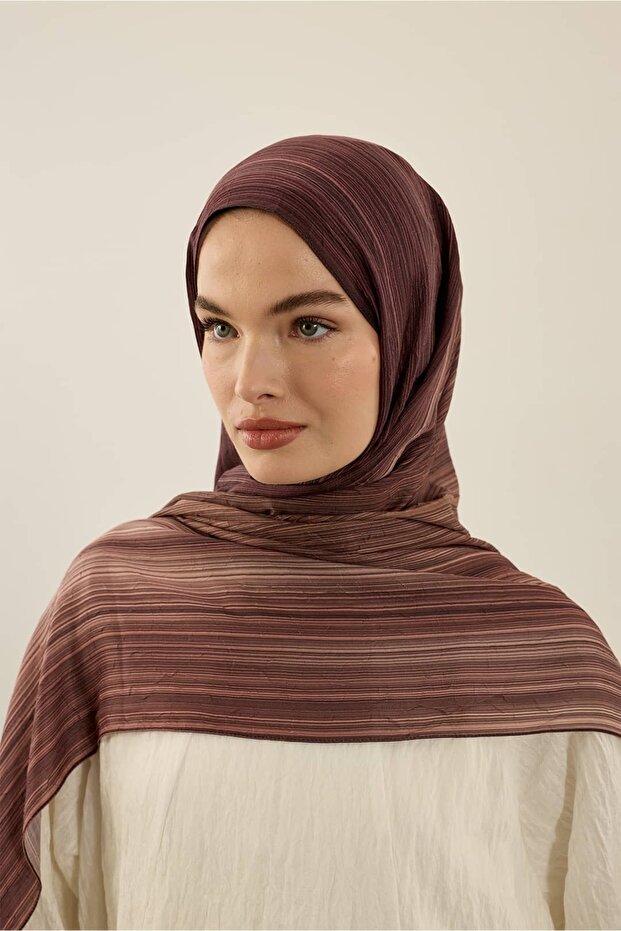 Linevera Pattern Bamboo Shawl - 1