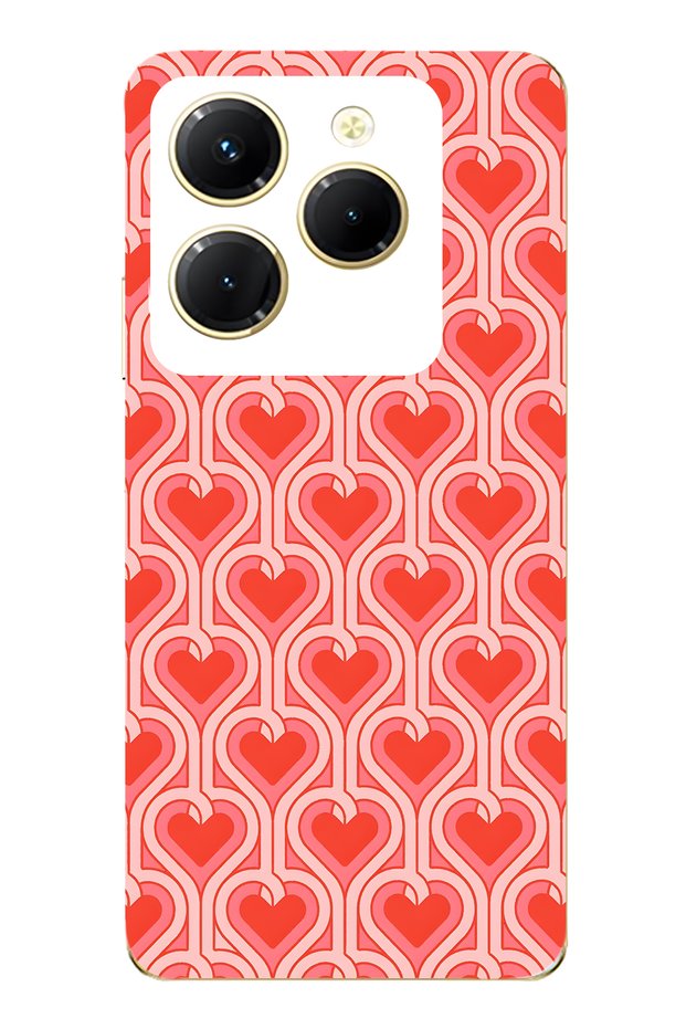 Infinix Hot 40I Compatible Retro Heart Patterned Transparent Phone Case