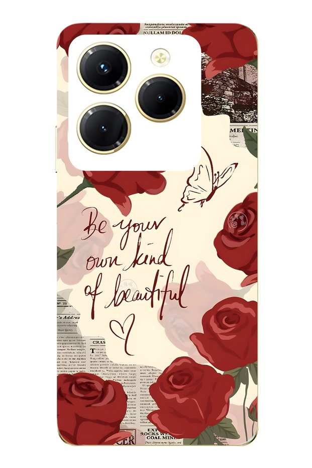 Infinix Hot 40I Compatible Red Rose Patterned Transparent Phone Case