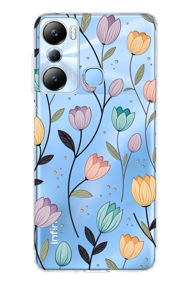 Infinix Hot 20I Compatible Lale Floral Print Transparent Phone Case