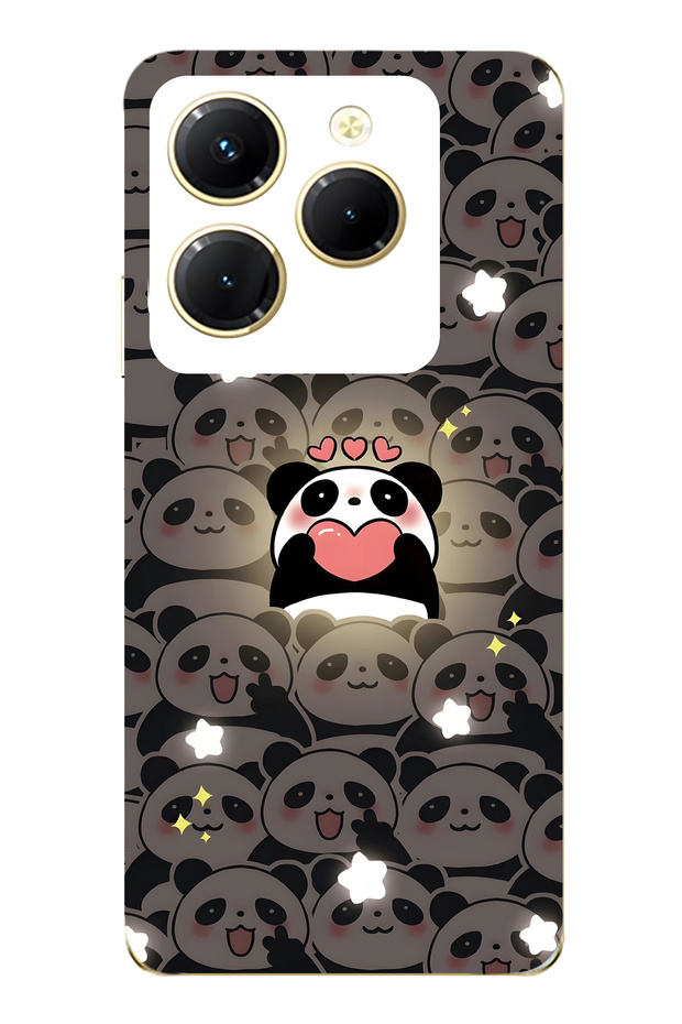 Infinix Hot 40I Compatible Cute Panda Patterned Transparent Phone Case