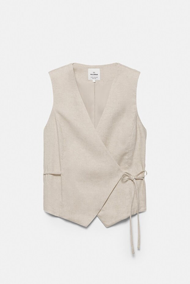 Yanları bağlamalı rustik yelek - 7