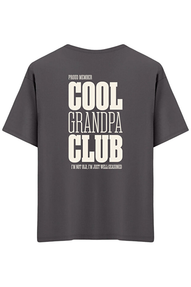 Cool Grandpa Club Printed Crew Neck Oversized T-Shirt