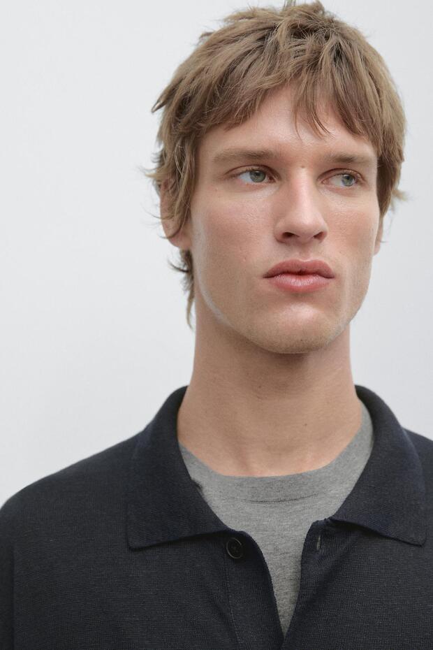 Düğmeli keten triko hırka - 4