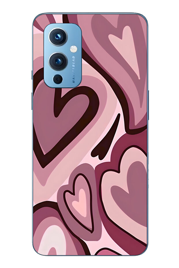 حافظة هاتف شفافة متوافقة مع ون بلس 9 باللون الأحمر الداكن منقوش - 1