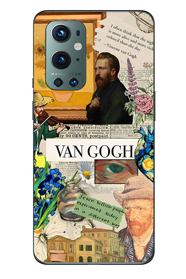 حافظة هاتف شفافة متوافقة مع One Plus 9 Pro من Van Gogh Collage منقوش - 1