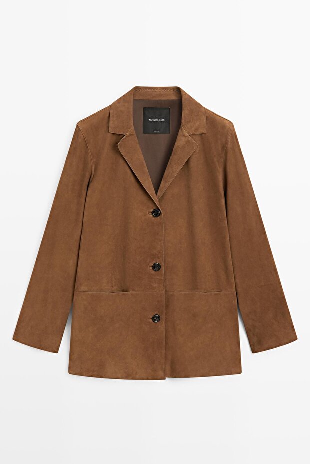Süet deri yakalı blazer - 4