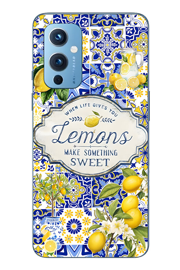 One Plus 9 Compatible Lemon Patterned Transparent Phone Case - 1