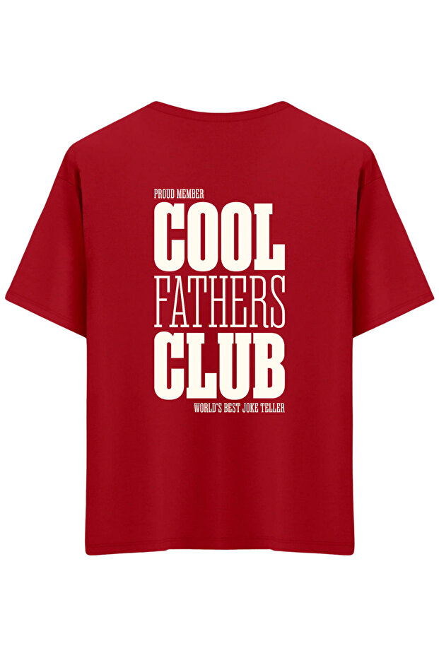 تي شيرت Cool Fathers Club مطبوع ذو ياقة دائرية كبيرة الحجم