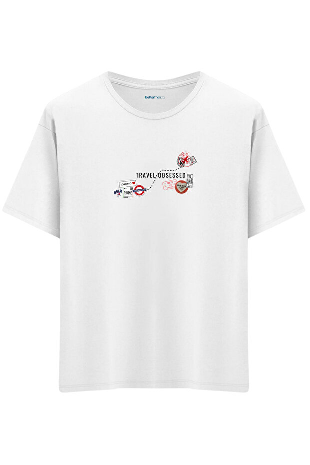 Travel Obsessed Printed Crew Neck Oversized T-Shirt