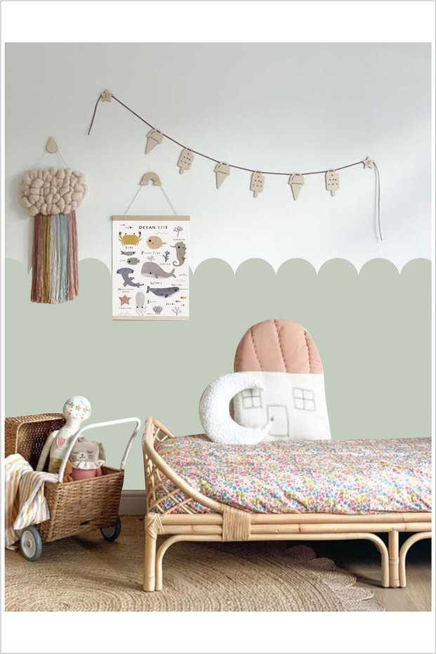 Scalloped Bohemian Wall Decorative Sticker - Soft Color - Mint