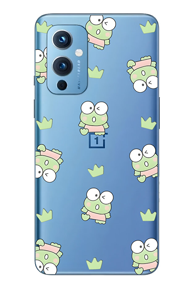 حافظة هاتف شفافة متوافقة مع One Plus 9 من نوع Frog منقوش - 1