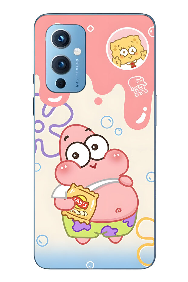 One Plus 9 Compatible Patrick Star Patterned Transparent Phone Case - 1