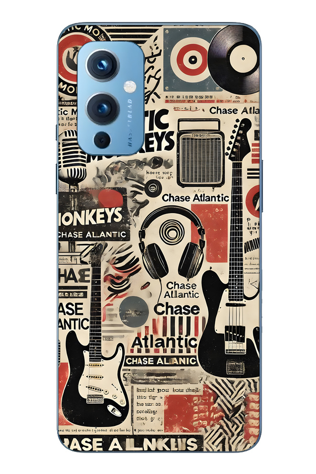 One Plus 9 Compatible Music Collage Patterned Transparent Phone Case - 1