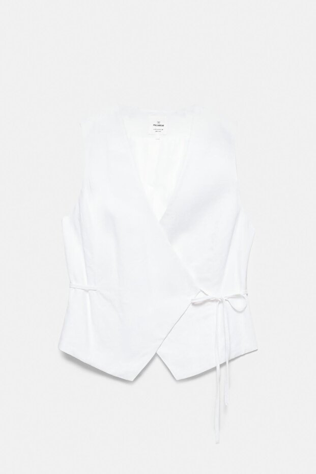 Yanları bağlamalı rustik yelek - 7