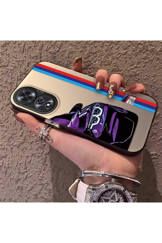 Bmw Patterned Silicone Edge Hard Back Anti Fall Phone Case Compatible with Oppo A60