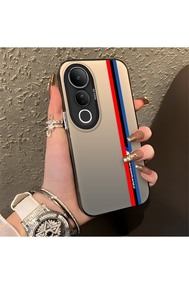 Vivo V50 Lite Compatible Silicone Phone Case with Hard Back Edge Anti-Fall Bmw Patterned