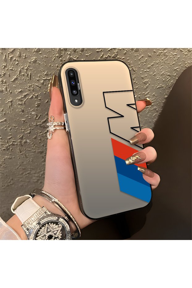 Samsung Galaxy A50 Compatible Silicone Edge Hard Back Anti-Fall Case Bmw Patterned