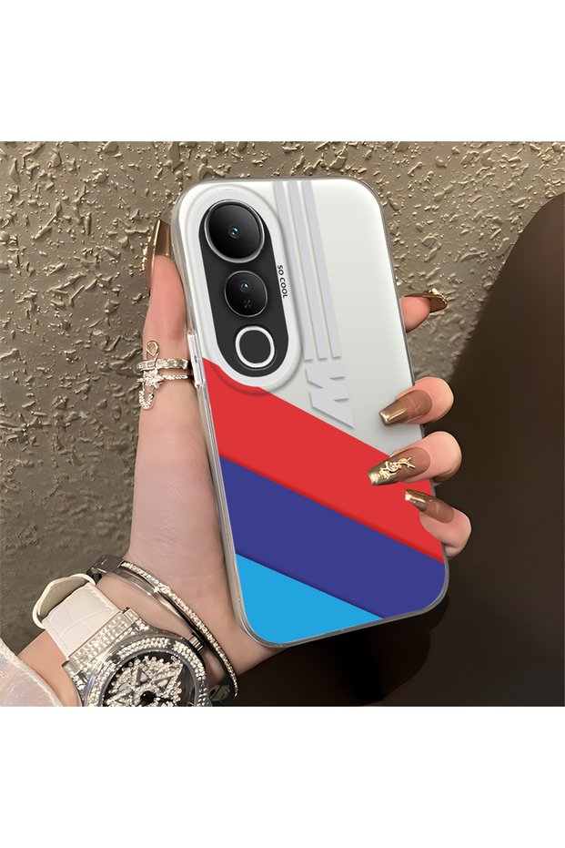 Vivo V50 Lite Compatible Silicone Edge Hard Back Anti-Fall Case Bmw Patterned