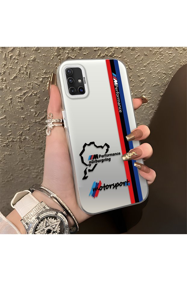 Samsung Galaxy A51 Compatible Silicone Edge Hard Back Anti-Fall Phone Case Bmw Patterned