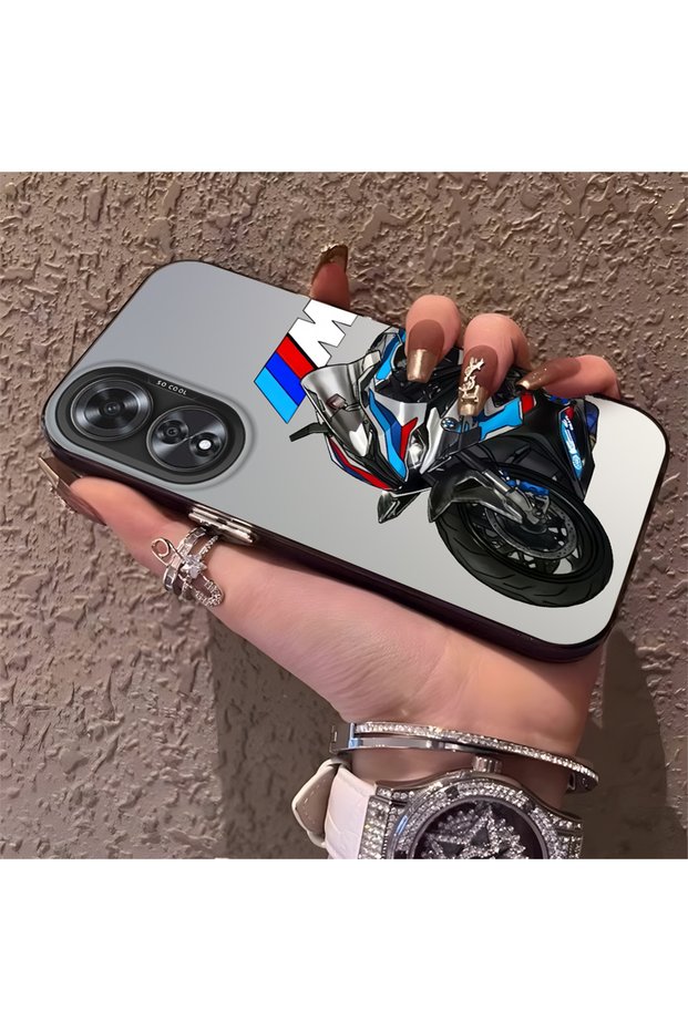 حافظة هاتف مضادة للسقوط من السيليكون بحافة صلبة من Motocycle منقوش متوافقة مع OPPO A60