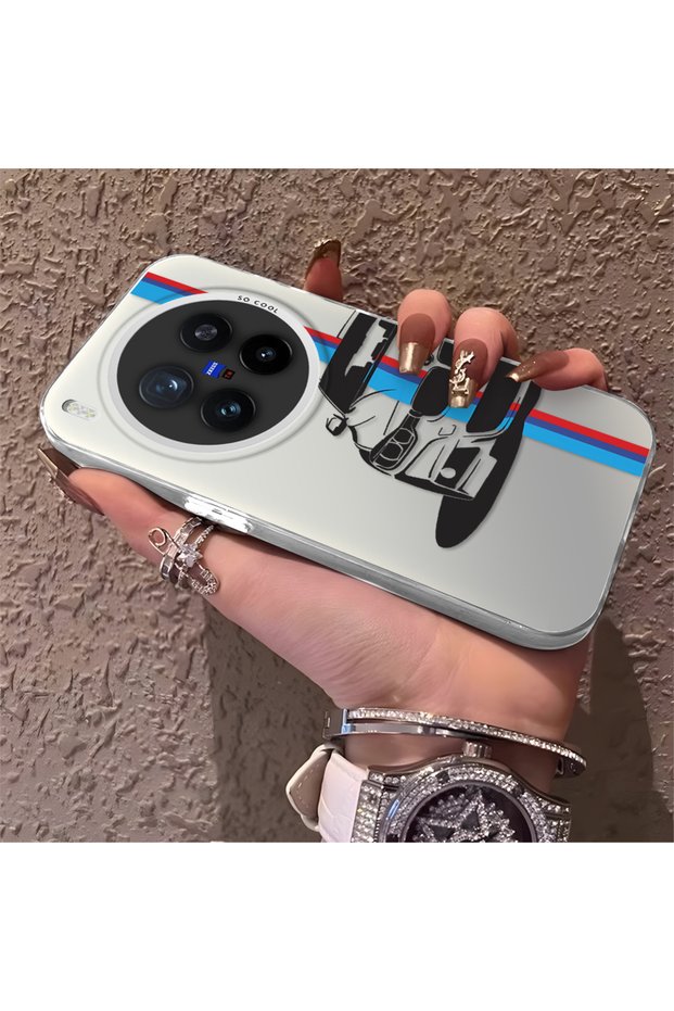 Bmw Patterned Silicone Edge Hard Back Anti Fall Phone Case Compatible with Vivo X300 Pro