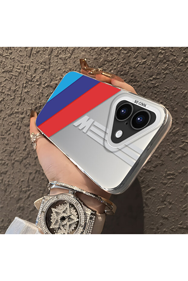 حافظة سيليكون متوافقة مع هاتف iPhone 16 Plus ذات حافة صلبة ومضادة للسقوط BMW منقوش - 3