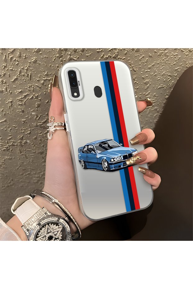 Samsung Galaxy A30 Compatible Silicone Edge Hard Back Anti-Fall Phone Case Motorcycle Patterned