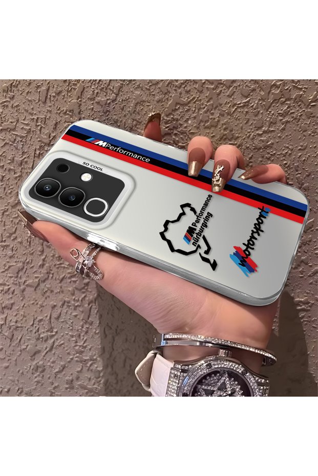 Silicone Edge Hard Back Anti Fall Phone Case Compatible with Vivo Y29 Bmw Patterned