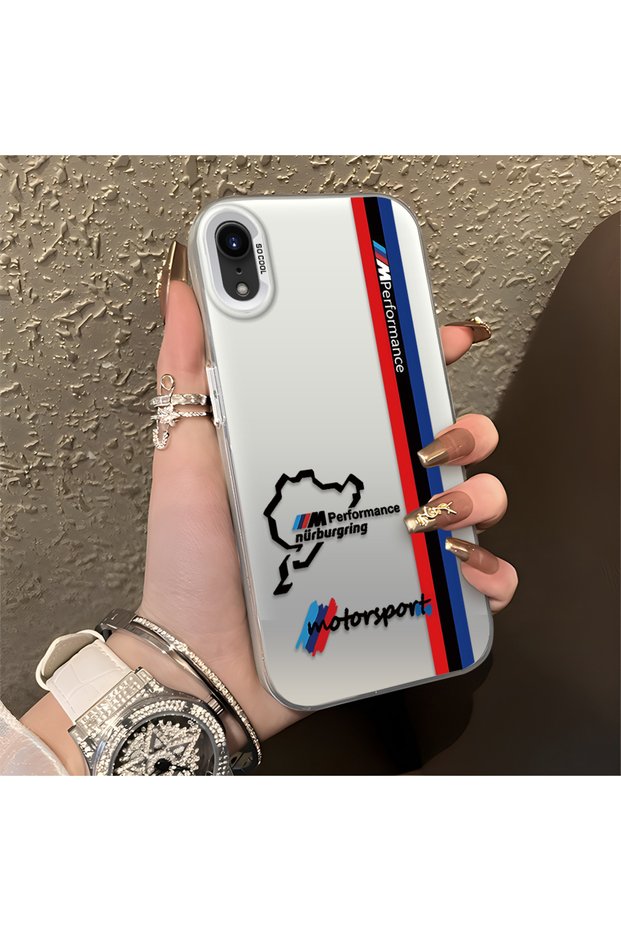 حافظة هاتف من السيليكون متوافقة مع هاتف iPhone XR، ذات حافة من السيليكون وظهر صلب مضاد للسقوط، BMW منقوش