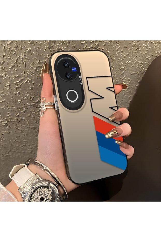 Vivo V50 Compatible Silicone Edge Hard Back Anti-Fall Case Cover Bmw Patterned