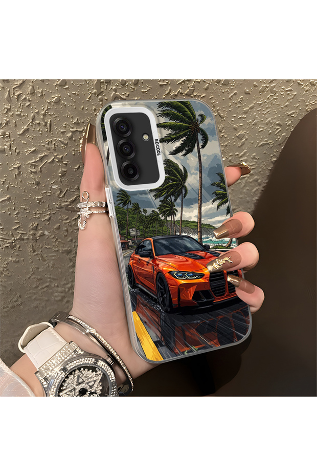 Samsung Galaxy A17 Compatible Silicone Edge Hard Back Anti-Fall Case Classic Car