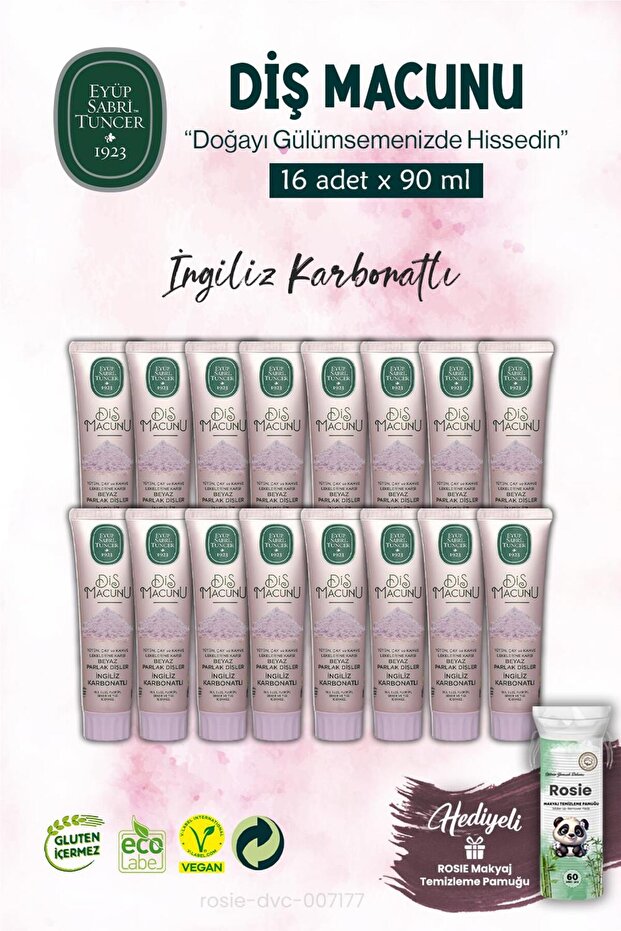 Toothpaste 90 Ml, 16 Pcs English Carbonate and Rosie