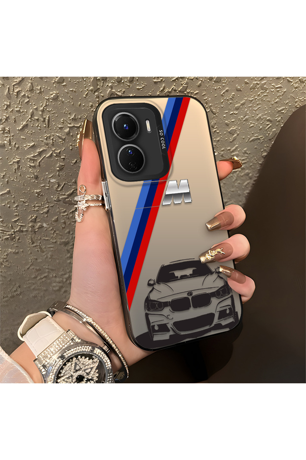 Vivo Y16 Compatible Silicone Edge Hard Back Anti-Fall Bmw Patterned Phone Case