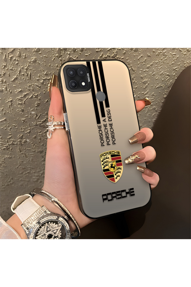Oppo A15S Compatible Silicone Edge Hard Back Anti-Fall Phone Case Porsche Patterned