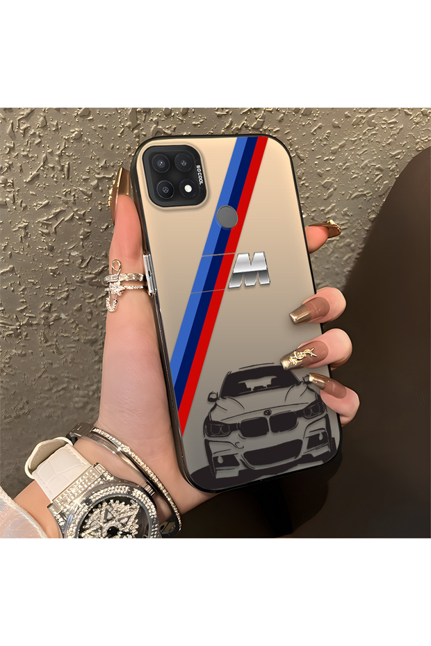 Oppo A15S Compatible Silicone Edge Hard Back Anti-Fall Bmw Patterned Phone Case