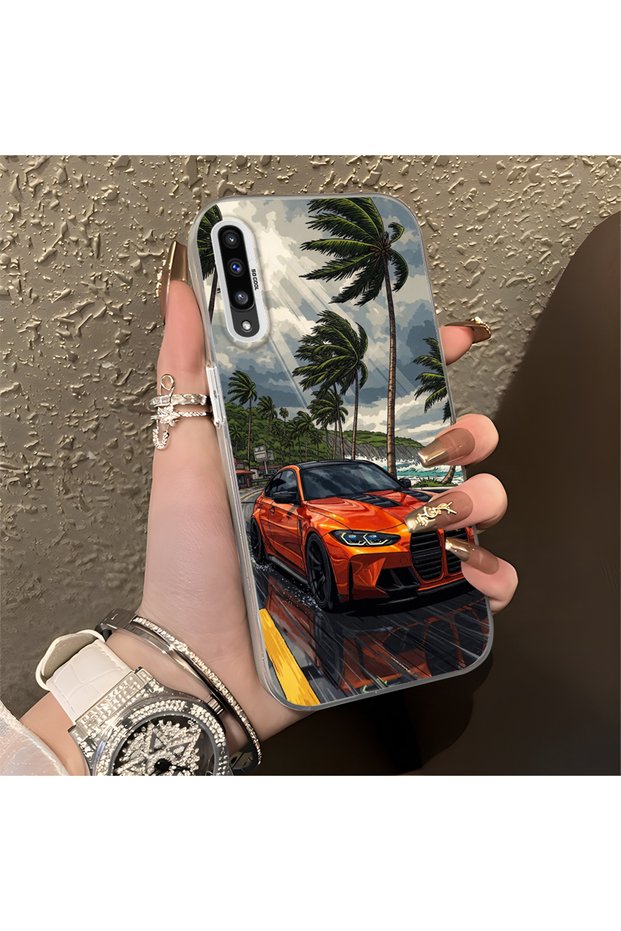Samsung Galaxy A50 Compatible Silicone Edge Hard Back Anti-Fall Case Classic Car