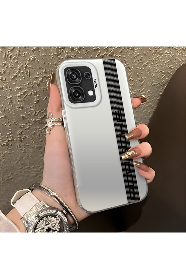 Oppo A6 Pro 5g Compatible Silicone Edge Hard Back Anti-Fall Phone Case Porsche Patterned