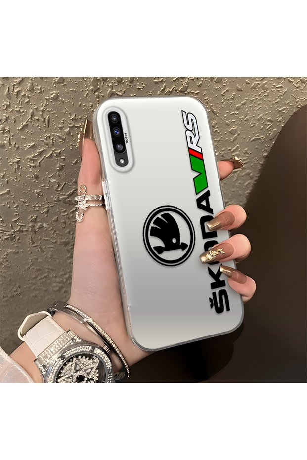 Samsung Galaxy A50 Compatible Silicone Edge Hard Back Anti-Fall Phone Case Škoda Patterned