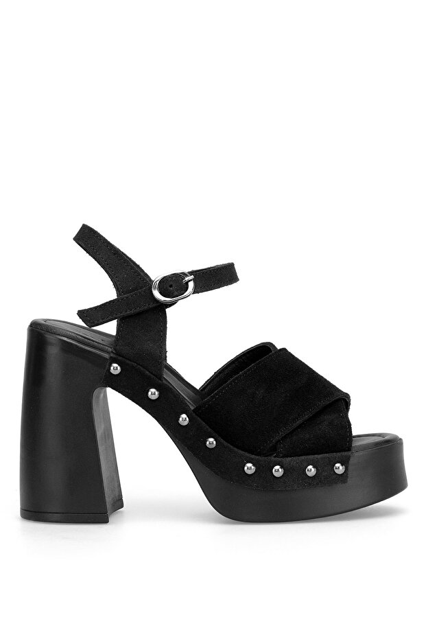 Elit Zyn4128 Women's Genuine Suede Leather Platform Shoes Black