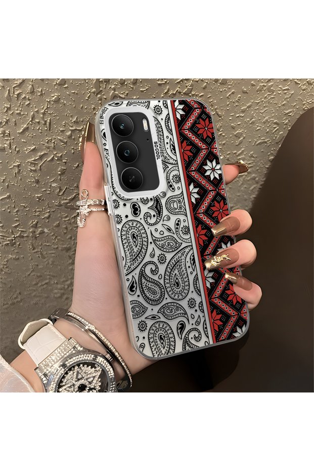 Realme 14X Compatible Kilim Rug Patterned Silicone Edge Hard Back Anti-Fall Phone Case