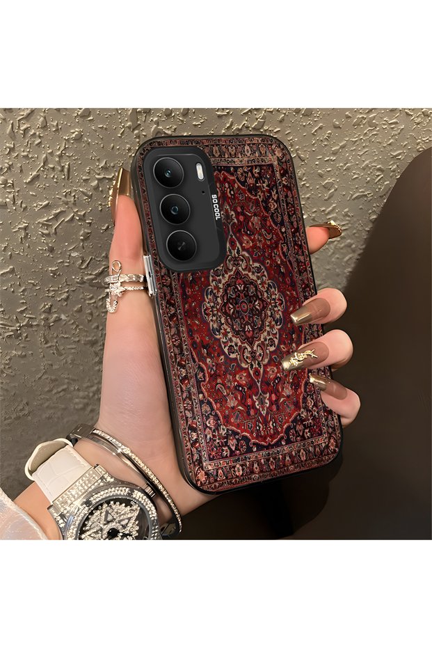 Realme 14X Compatible Kilim Rug Patterned Silicone Edge Hard Back Anti-Fall Phone Case