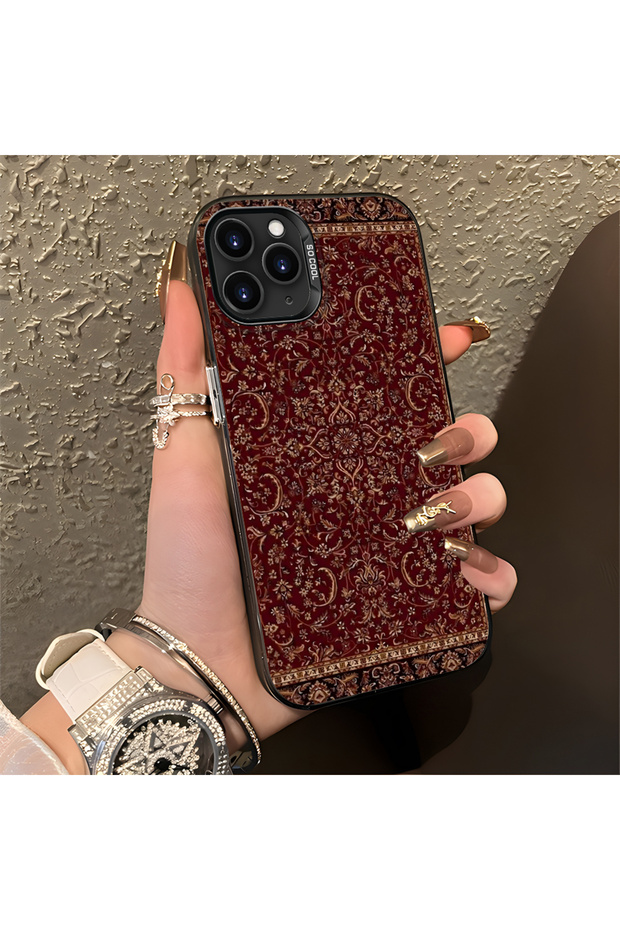 iPhone 11 Pro Compatible Silicone Edge Hard Back Anti-Fall Phone Case Kilim Rug Patterned