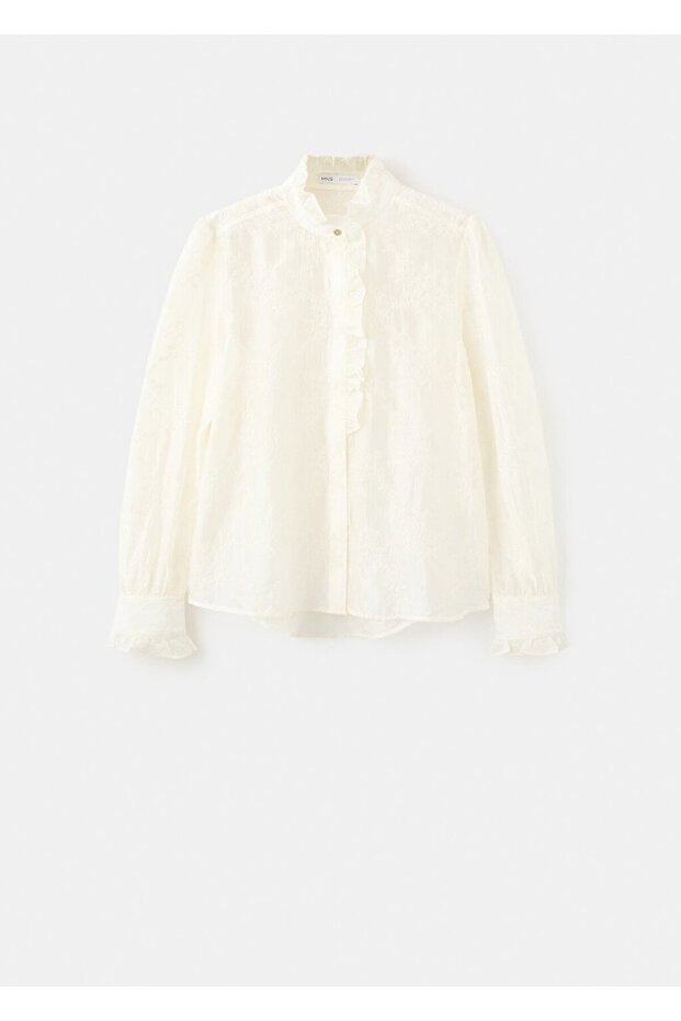 Çiçek işlemeli lyocell bluz - 3