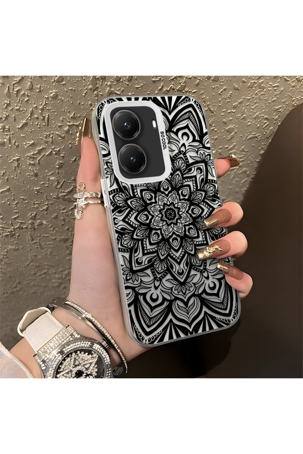 Poco X7 Pro Compatible Silicone Edge Hard Back Anti-Fall Phone Case Vintage Rug Patterned